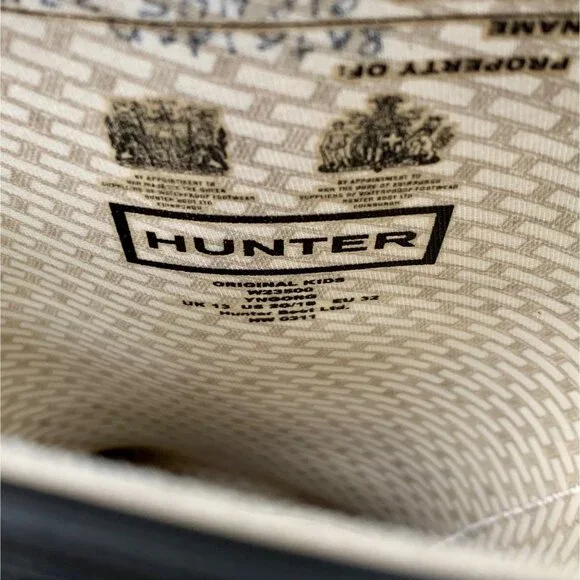 HUNTER Original Rain Boots US 2 EU 32 Big Kids Black High Gum Boot Rubber - Picture 9 of 15